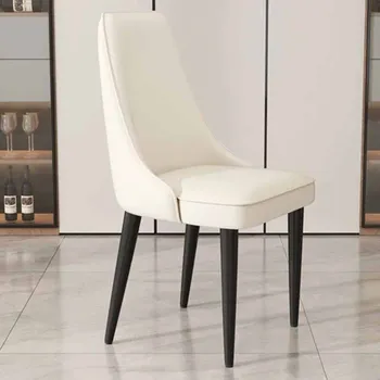 Европейски съвременни столове за хранене Луксозни кожени единични модерни стол дизайн метални шезлонги Salle Manger Nordic мебели
