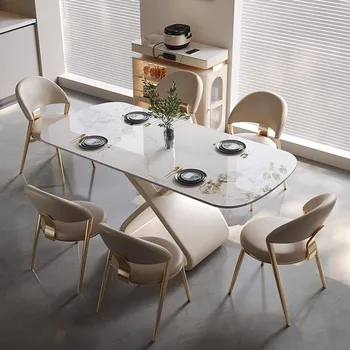 кръгла кафе маса за хранене кухня ресторант стена луксозна мобилна конзола маса за хранене овална всекидневна меса комедор мебели