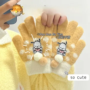 Kawaii Sanrio аниме Pochacco плюшена ръкавица сладък карикатура топло прекрасен пет пръста сладък сгъстяване износоустойчиви ветроупорни момичета