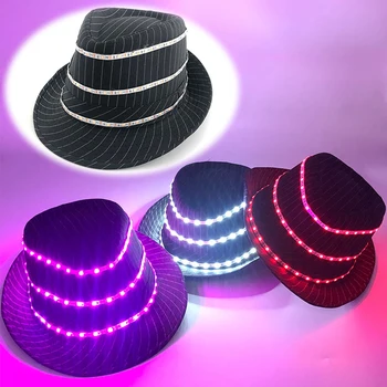 Мода LED шапка DJ бар клуб подпори Светещ неонов LED капачка осветление нагоре танцово парти изпълнение шапки блясък парти доставки