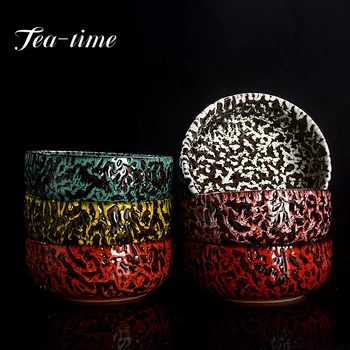 Многоцветна пещ Fambe порцелан чай измиване басейн китайски митични същества измиване купа купа скулптура боклук може чай церемония