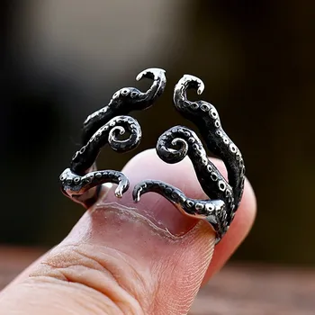 Мода реколта прост октопод пръстен пънк готически неръждаема стомана животински пръстени за мъже жени персонализирани бижута подарък на едро
