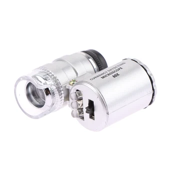 60X преносим светещ микроскоп Мини джоб LED лупа за ръчно бижутери