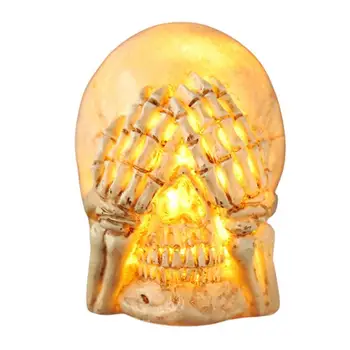Хелоуин череп декор осветени Хелоуин черепи глави смола лек здрав Хелоуин декорация ужас за обитаван от духове къща