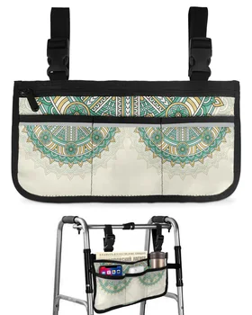 бохемски стил мандала модел етнически ретро инвалидна количка чанта подлакътник странични чанти електрически скутер ходене рамка съхранение торбичка