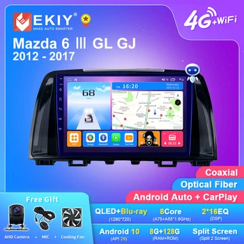 EKIY T7 QLED DSP Android Auto Radio за Mazda 6 III. GL GJ 2012 - 2017 Стерео кола мултимедиен видео плейър 2din Carplay GPS Navi DVD