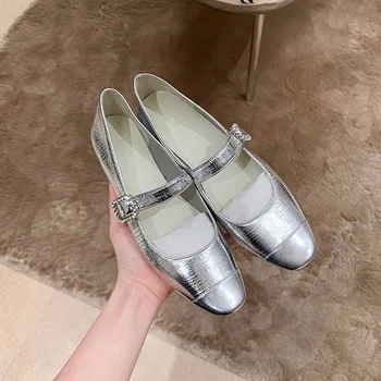 Дамски пролетни плоски обувки Мери Джейн мода жени кръг пръсти плитки плоски обувки дами ретро елегантни външни единични кожени обувки