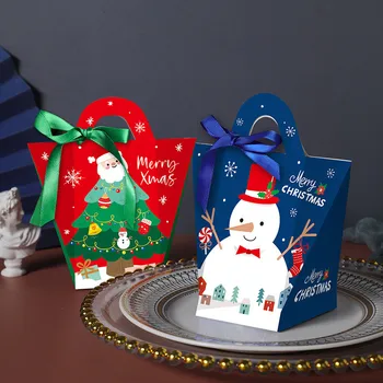 5бр Коледни подаръчни кутии Къща на Дядо Коледа Кутия за бонбони Весела Коледа Кутии Чанти Опаковка Нова Година 2022 Коледни драже подаръчни торбички