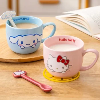 360ml Kawaii Sanrio Hello Kitty Cinnamoroll Kuromi керамична чаша сладък карикатура чаша мляко кафе чаша релефна вода чаша момичета подаръци
