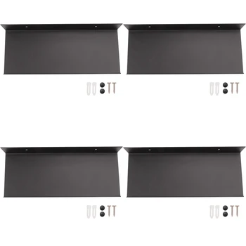 4X метални рафтове за стена, черни плаващи рафтове, стелажи за баня, рафтове за стенни дисплеи, монтирани на стена кухненски стелажи за подправки (30 см)