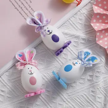 Симулация Великден пластмасови зайче яйце цветни великденски яйца орнаменти два стила мулти размер цветни зайче яйца с папийонка