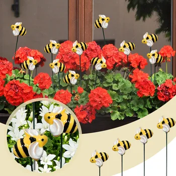 10 бр. Жълта пчела колове открит двор плантатор саксия легло градина декор двор изкуство открит декорация градински консумативи