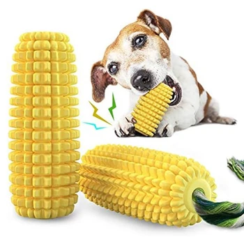Играчки за дъвчене на кучета, неразрушими здрави трайни скърцащи интерактивни играчки за кучета, кучешки зъби дъвчете царевична пръчка играчка издръжлива лесна за използване