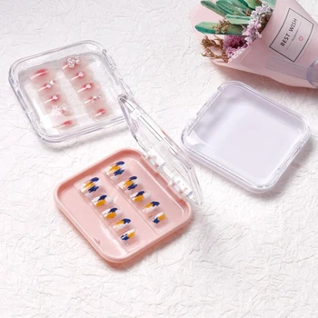 Изящна прозрачна пластмасова носима кутия за съхранение на нокти Кутия за съхранение на нокти Бижута Колие дисплей Подаръчна кутия