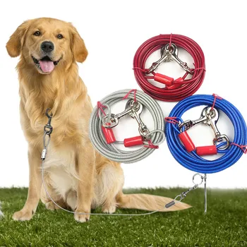 Pet Dog Tie Out кабел 3m 5m 10m 5 mm тежкотоварни отразяващи куче открит каишка кабел за къмпинг задния двор тичане куче каишка