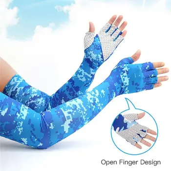 Fashion Non-slip Half-finger Cycling Sunscreen Sleeves High Elastic Quick Outdoor Fishing Long Sleeve Gloves