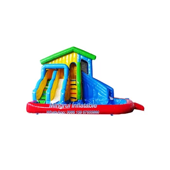 Надуваема цветна къща скок подскачащи къща подскачащи замък водна пързалка комбо детска площадка