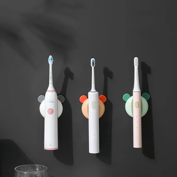 Creative магнитна електрическа четка за зъби рафт стенен безплатно пробиване сладък карикатура единична багажник баня четка за зъби притежателя