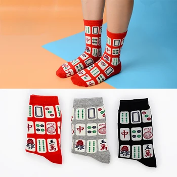 Пролет и есен Mahjong жакард серия Harajuku стил Унисекс чорапи Мъжки и дамски памучни чорапи
